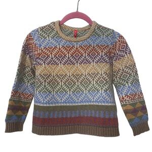 Hanna Andersson Kids Multicolor Fair Isle Knit Sweater - Size 6/7 100% cotton